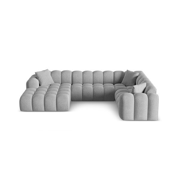 Светлосив шенилов ъглов диван (десен ъгъл/U форма) Treno – Cosmopolitan Design