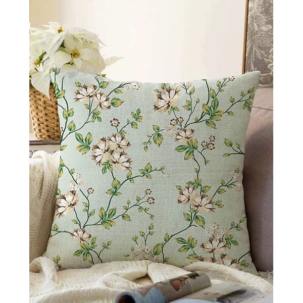 Зелена калъфка за възглавница със смес от памук Blooming, 55 x 55 cm - Minimalist Cushion Covers