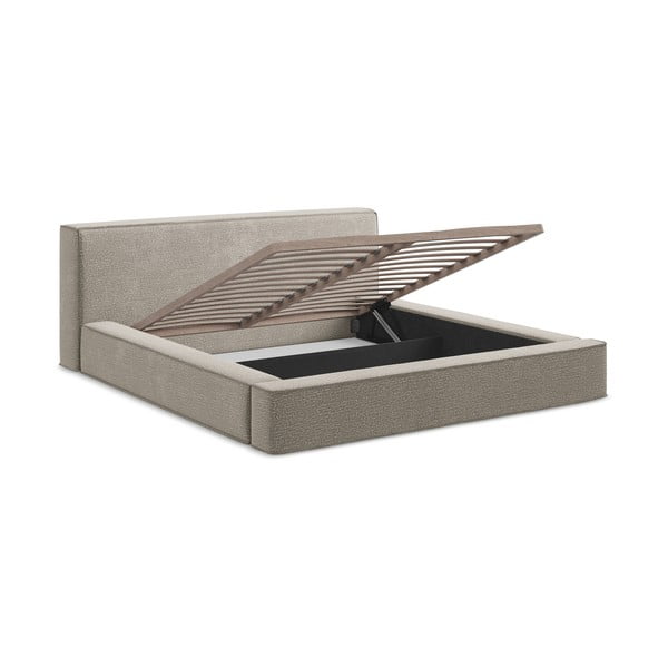 Тапицирано двойно легло сиво с място за съхранение и решетка 140x200 cm Noho - Makamii-image-3