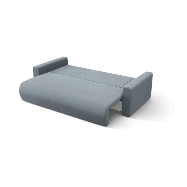 Сиво-син кадифен разтегателен ъглов диван с място за съхранение Belfast – Cosmopolitan Design-image-4