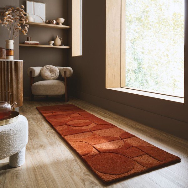 Теракотена ръчно изработена вълнена пътека 60x230 cm Gigi – Flair Rugs-image-1