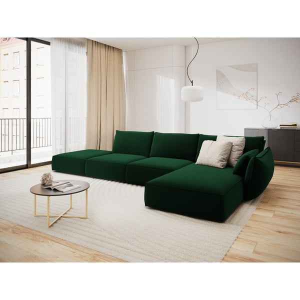 Тъмнозелен кадифен ъглов диван (десен ъгъл) Vanda – Mazzini Sofas-image-1