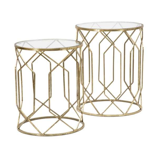 Кръгли странични маси със стъклен плот в комплект от 2 броя ø 42 cm Tunisi - Mauro Ferretti-image-2