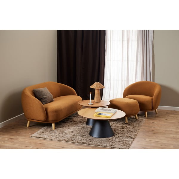 Кръгла масичка за кафе в черен и естествен цвят с дъбов плот ø 85 cm Soli – Actona-image-2