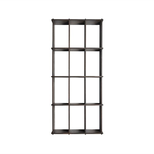 На няколко нива стенен рафт от масивен ясен в тъмно естествен цвят 58 cm Grid – OYOY Living Design
