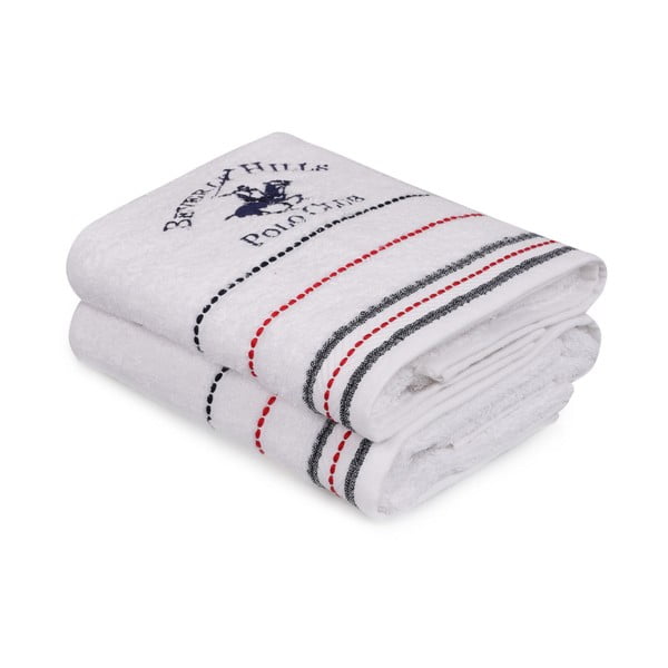 Комплект от 2 бели кърпи за ръце Polo Club, 50 x 90 cm - Beverly Hills Polo Club