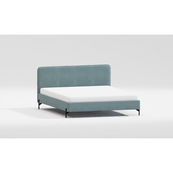 Светлосиньо двойно тапицирано легло с включена подматрачна рамка 160x200 cm Barker – Ropez-image-4