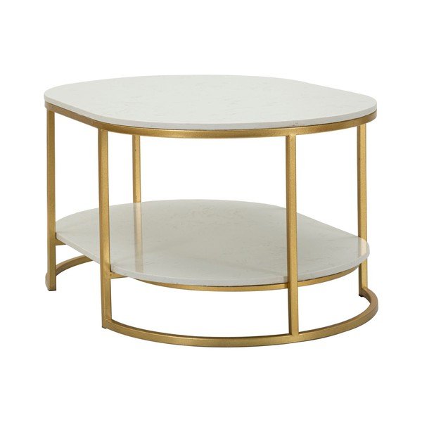 Бяла/златистa масичка за кафе с мраморна плоча 60x90 cm Izmir – Mauro Ferretti-image-2