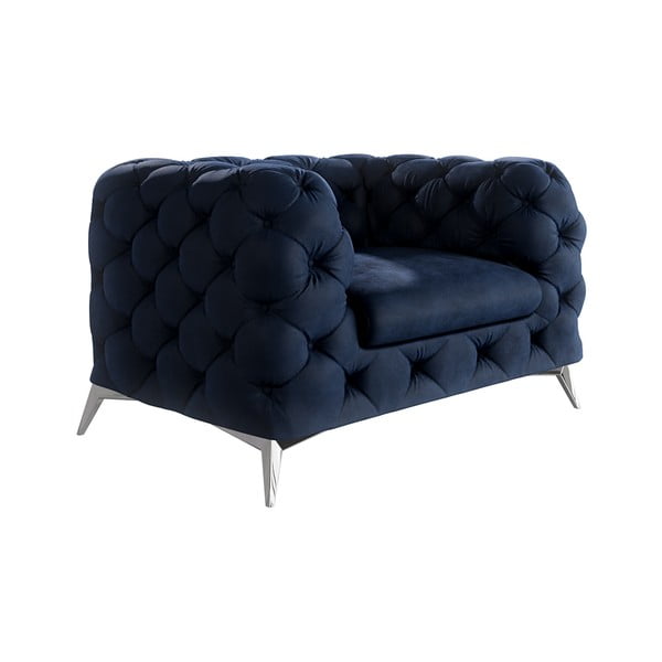 Тъмносиньо кадифено кресло Chelsea – Ropez