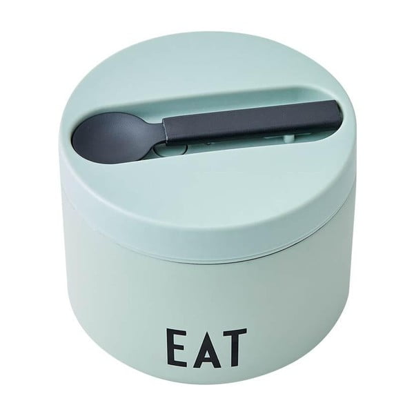 Зелена термокутия за закуски с лъжица Eat, височина 9 см - Design Letters