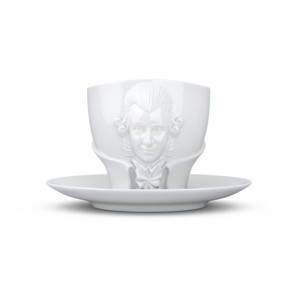 Бяла порцеланова чаша и чинийка Wolfgang Amadeus Mozart, обем 260 ml - 58products
