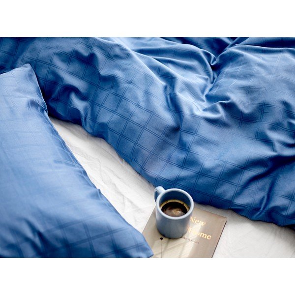 Синьо дамасково спално бельо за единично легло 140x200 cm Clear - Södahl-image-3