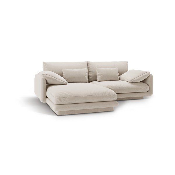 Бял кадифен ъглов диван (ляв ъгъл) Torino – Micadoni -image-2