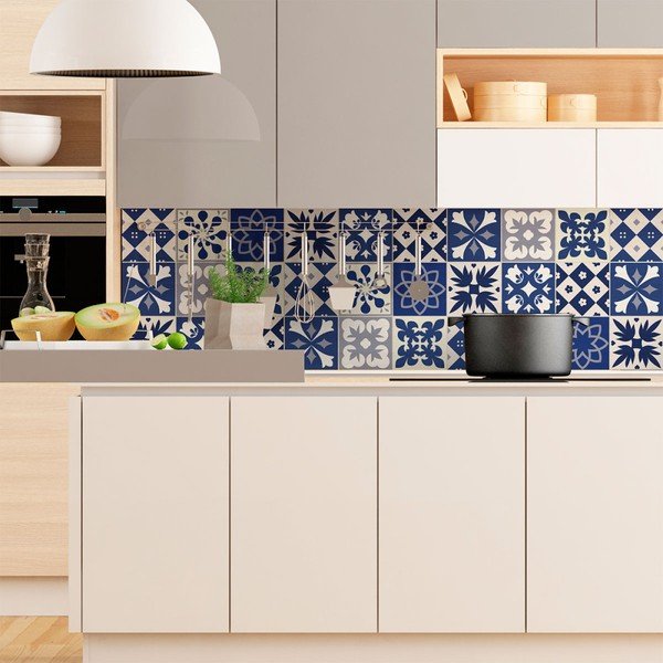 Комплект от 9 стикера за стена Cement Tiles Linia, 10 x 10 cm - Ambiance-image-3