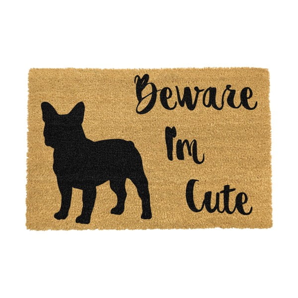 Постелка от естествени влакна Сладък френски, 40 x 60 cm Beware I'm Cute French Bulldog - Artsy Doormats