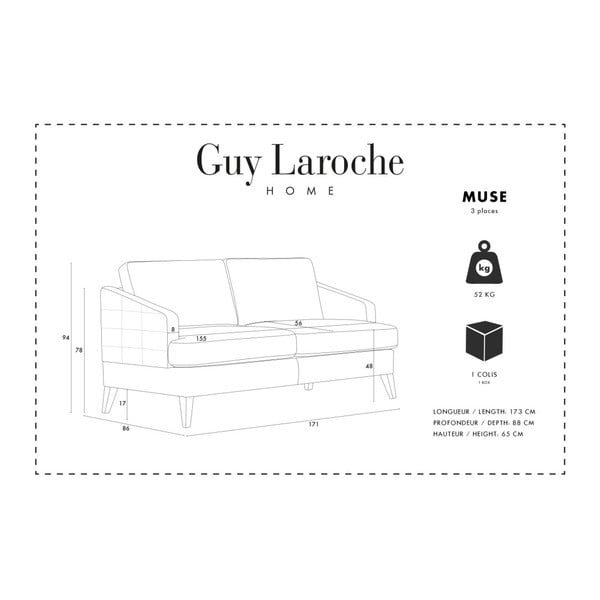 Černá pohovka pro tři Guy Laroche Muse-image-1