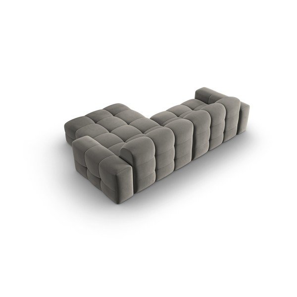 Ъглов диван от сиво кадифе (десен ъгъл) Kendal - Micadoni Home-image-4