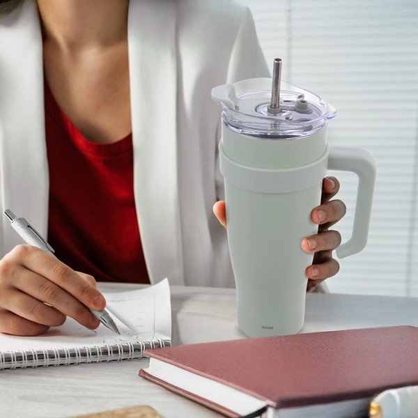 Светлозелена термочаша със сламка 1,2 l Termo – Orion-image-1