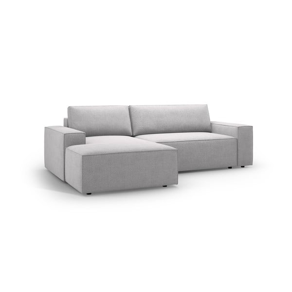 Светлосив разтегателен ъглов диван от букле (ляв ъгъл) Jodie – Micadoni Home-image-2