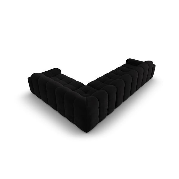 Ъглов диван от черно кадифе (десен ъгъл) Kendal - Micadoni Home-image-4