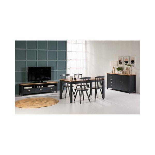 Антрацитно сива сгъваема маса за хранене, изработена от масивна борова дървесина Нефрит, 150 x 85 cm - Marckeric-image-4