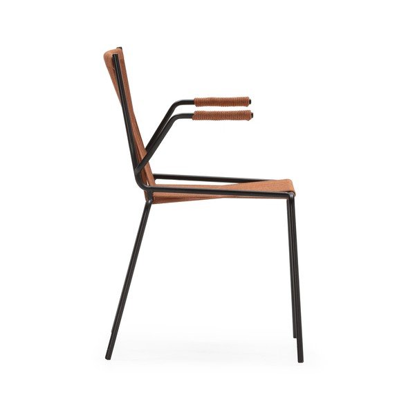 Теракотени метални трапезни столове в комплект с подлакътници/за подреждане 2 бр. Emily – Marckeric-image-3