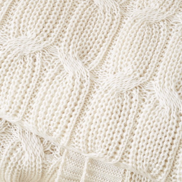Бяло-бежово плетено одеяло 130x170 cm Chunky Marl Knit – Catherine Lansfield-image-1