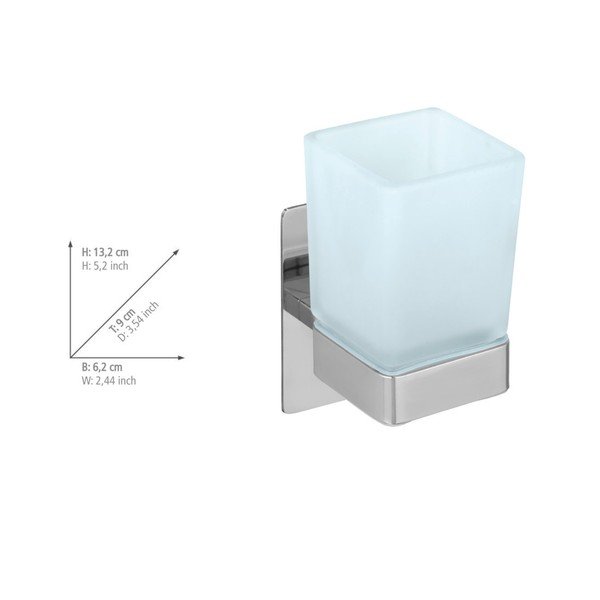 Самозалепваща стъклена чаша за четки за зъби в лъскаво сребристо Genova – Wenko-image-4