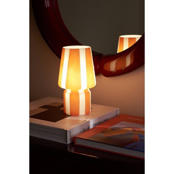 Червена/бяла стъклена настолна лампа (височина 21,5 cm) Carlo – Ellos Home-image-1