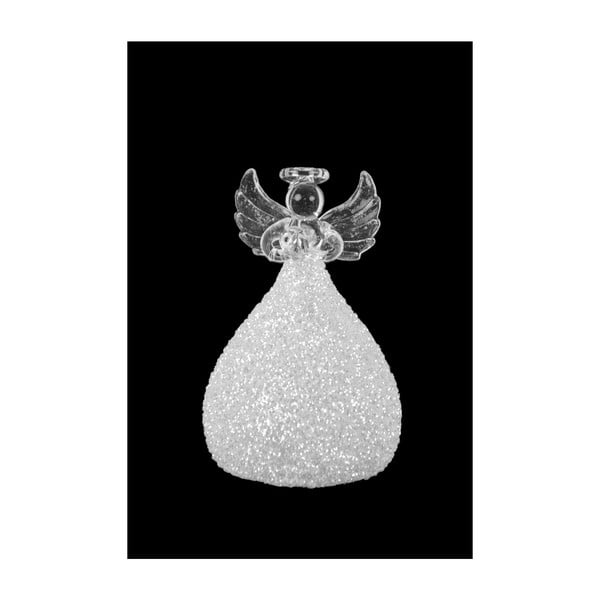 Коледна стъклена украса във формата на ангел с LED осветление, височина 10 см - Ego Dekor