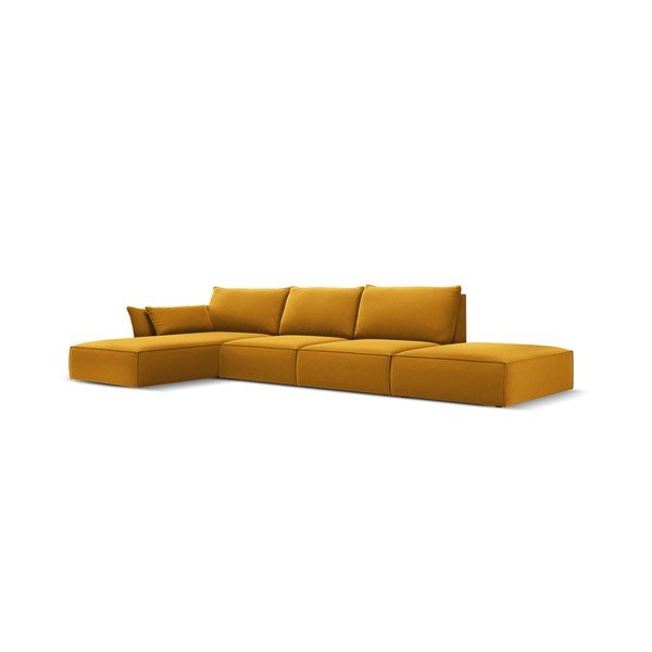 Кадифен ъглов диван в цвят горчица (ляв ъгъл) Vanda – Mazzini Sofas-image-2