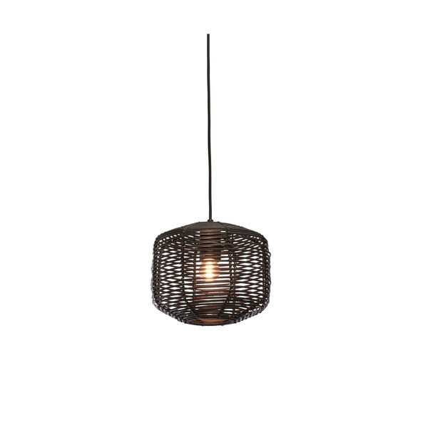 Черна висяща лампа с абажур от ратан ø 25 cm Tanami - Good&Mojo