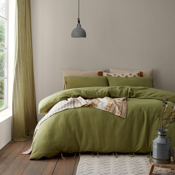 Муселиново спално бельо за единично легло в цвят каки 135x200 cm Afra - Pineapple Elephant