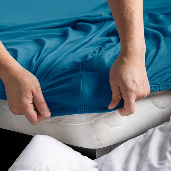 Еластичен чаршаф от джърси в петролен цвят 140x200 cm Amber – Restilo-image-3