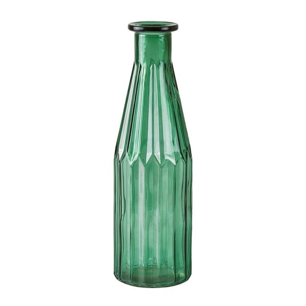 Зелена стъклена ваза Бутилка, ⌀ 7,5 cm - KJ Collection