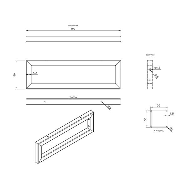 Стоманена поставка за плот в сребристо 49x4 cm – Sapho-image-3