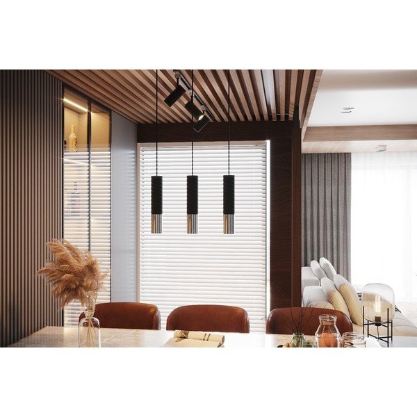 Черно/сребристo метално висящо осветително тяло ø 8 cm Longbot – Sollux-image-4