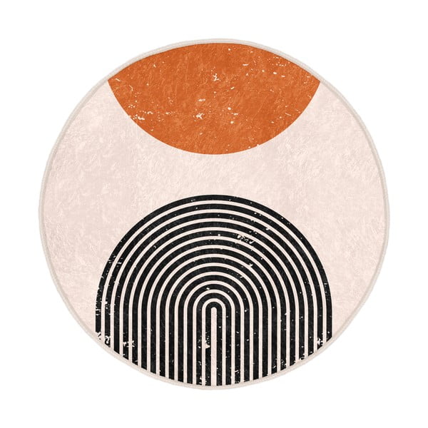 Оранжево-кремав кръгъл килим подходящ за пране и за прахосмукачки роботи ø 80 cm Comfort – Mila Home