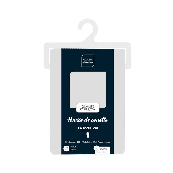 Бяло единично  памучно включено спално бельо 140x200 cm Lina – douceur d'intérieur-image-2