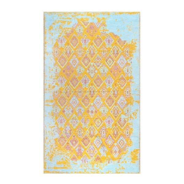 Oboustranný žluto-modro koberec Vitaus Normani, 77 x 200 cm