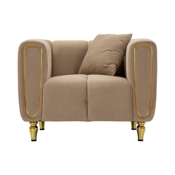 Кафяво-сиво кадифено кресло Alma – Mauro Ferretti-image-2