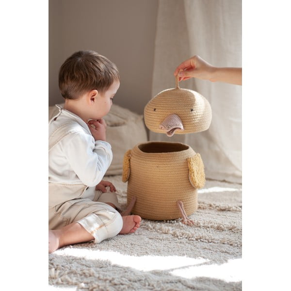 Жълта текстилна детска кошница за играчки ø 25x30 cm Charlie the Chicken – Lorena Canals-image-1