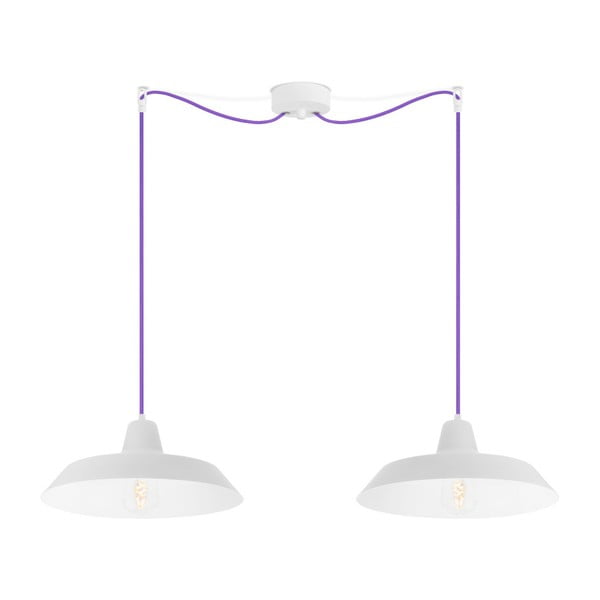 Лилава висяща лампа с 2 бели абажура Cinco - Bulb Attack