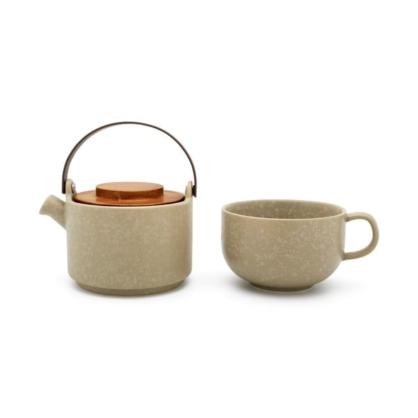 Бежов керамичен сервиз за чай Umea - Bredemeijer-image-2