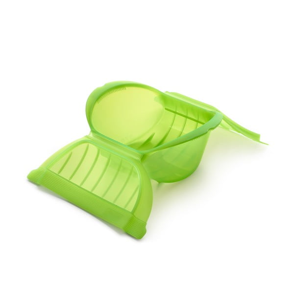 Зелен силиконов съд за готвене на пара Deep Steam Case L - Lékué-image-1