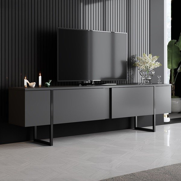 Антрацитна маса за телевизор 180x30 cm Luxe – Kalune Design-image-1