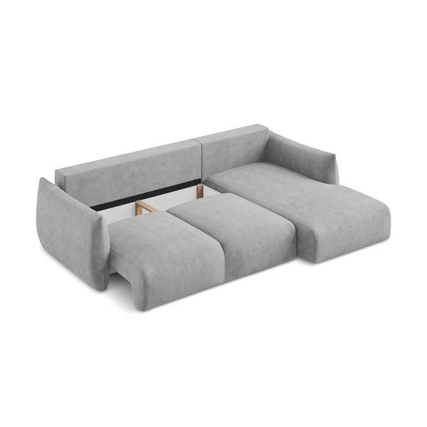Светлосив шенилов сгъваем ъглов диван (десен ъгъл) Leila – Makamii-image-4
