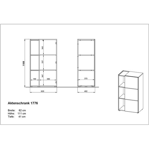 Тъмно сив шкаф за книги в дъб 62x112 cm Olvera - Germania-image-4