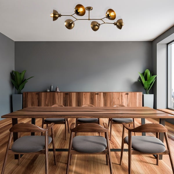 Осветително тяло за таван в златисто с метален абажур 52x102 cm Dram – Opviq lights-image-1