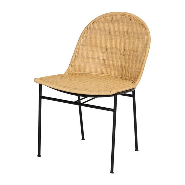 Комплект от 4 ратанови стола за хранене Sofia и черна маса Marienlis - Bonami Essentials-image-4